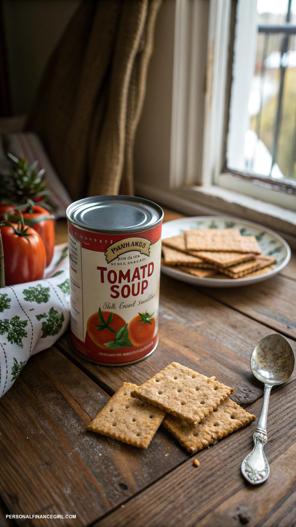 cheap lunch ideas Canned soup with whole grain crackers