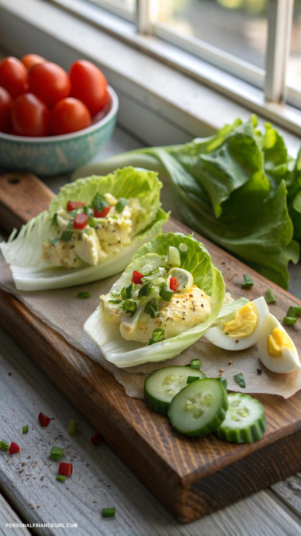 cheap lunch ideas Egg salad in lettuce wraps