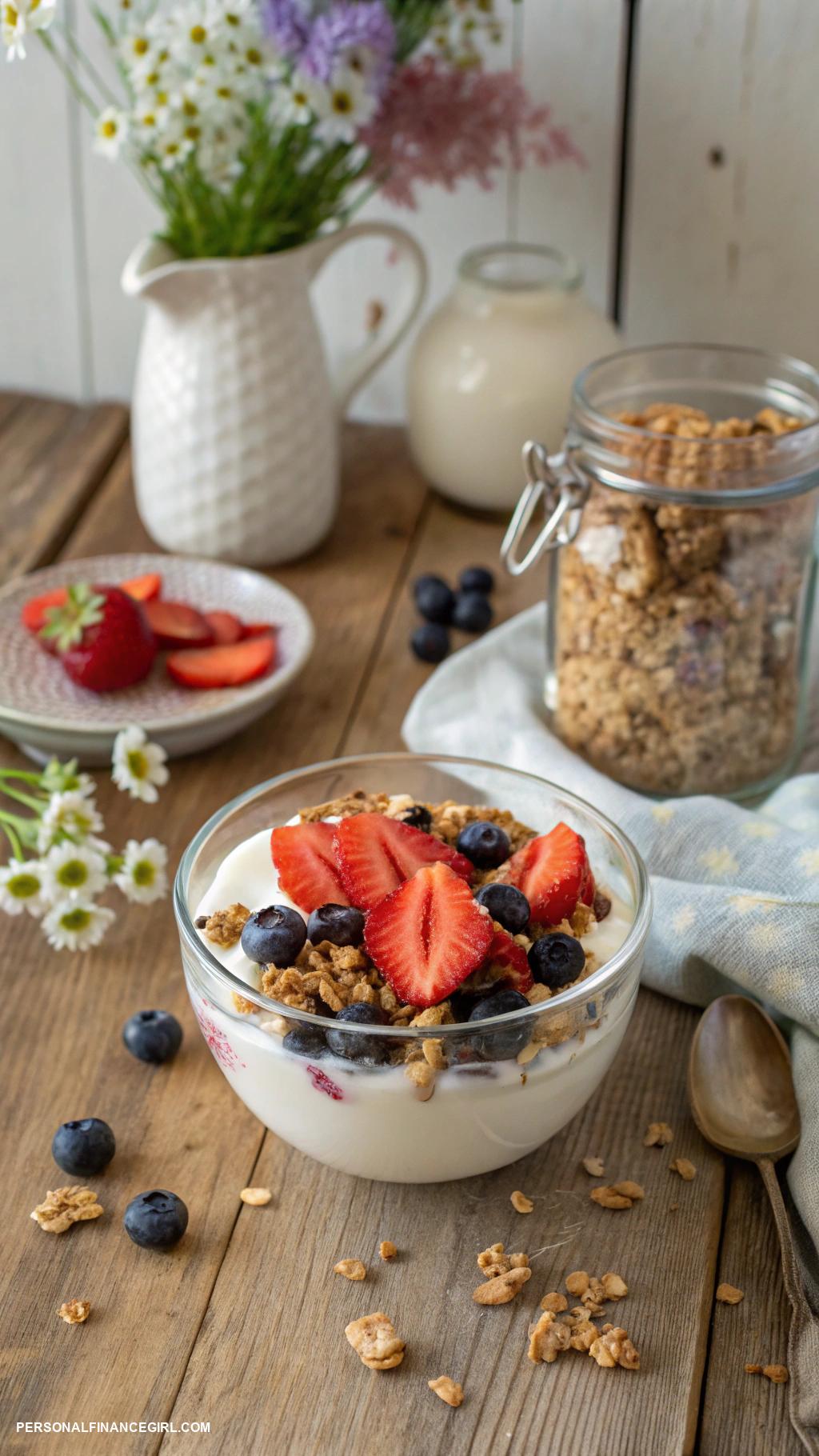cheap lunch ideas Greek yogurt with granola and fruit
