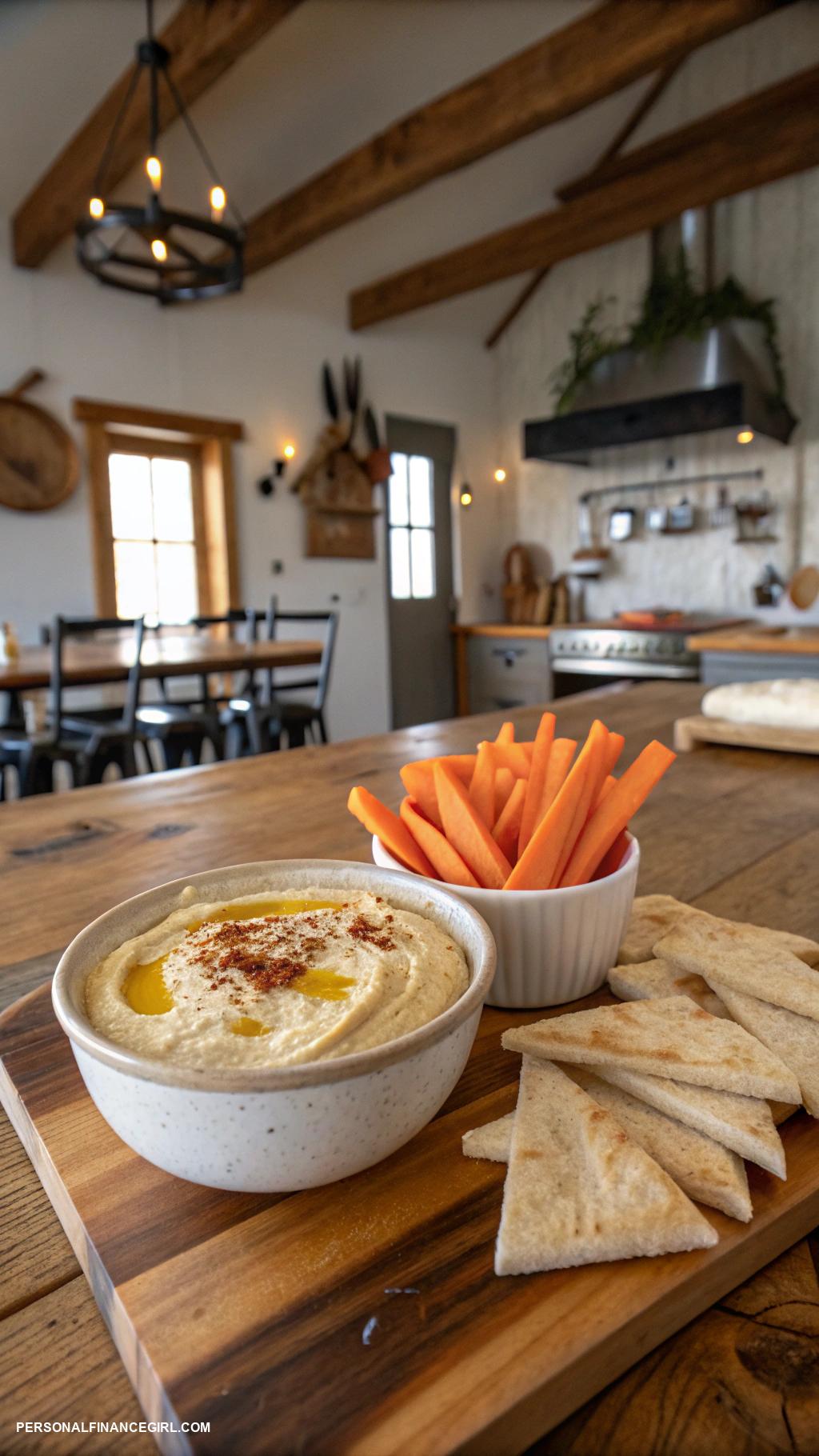 cheap lunch ideas Hummus and pita with carrot sticks