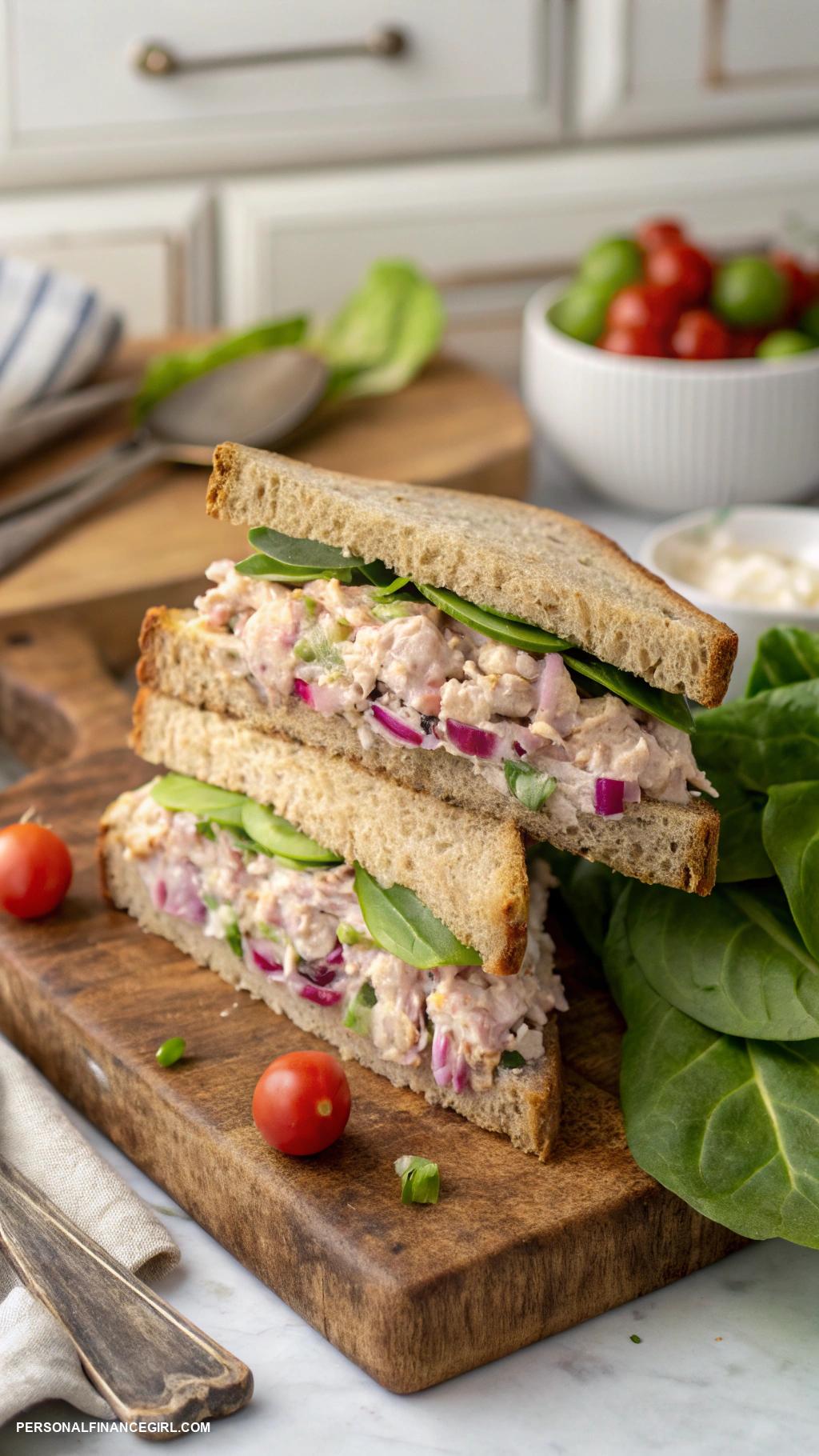 cheap lunch ideas Tuna salad on whole grain bread
