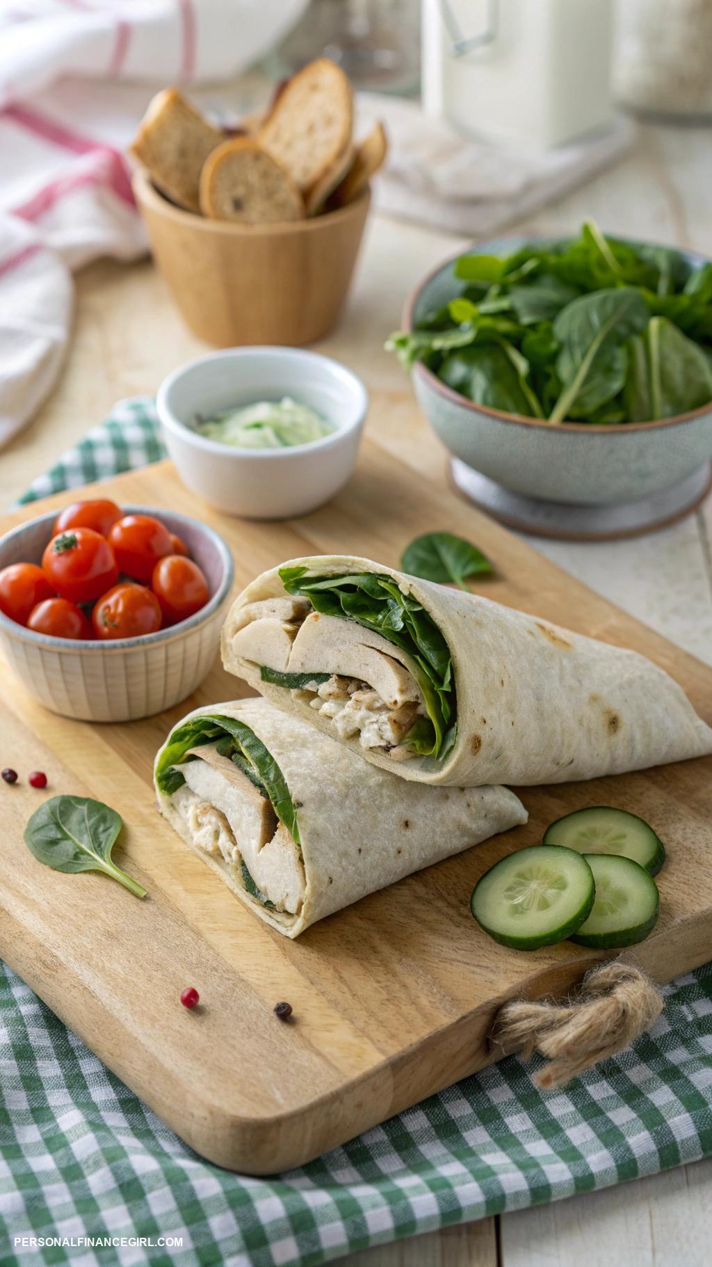 cheap lunch ideas Wrap with turkey and spinach