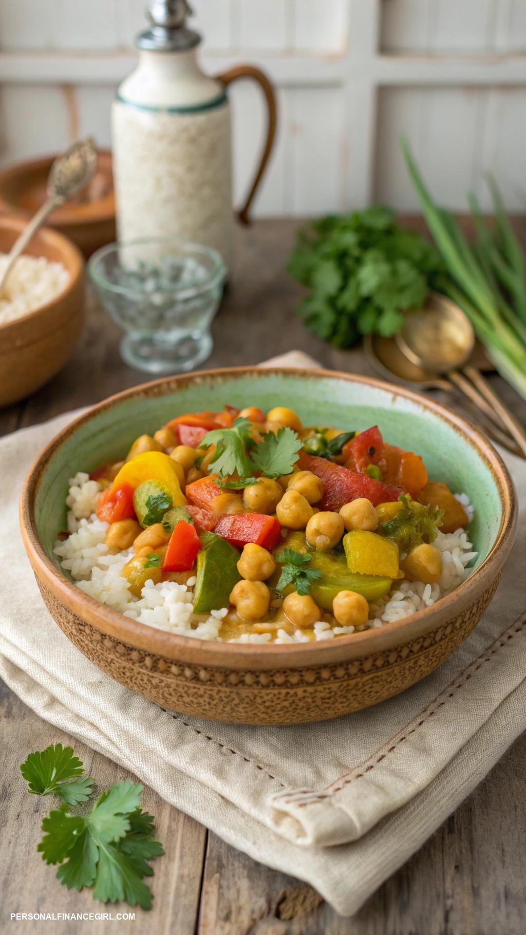 cheap meals Chickpea curry with rice