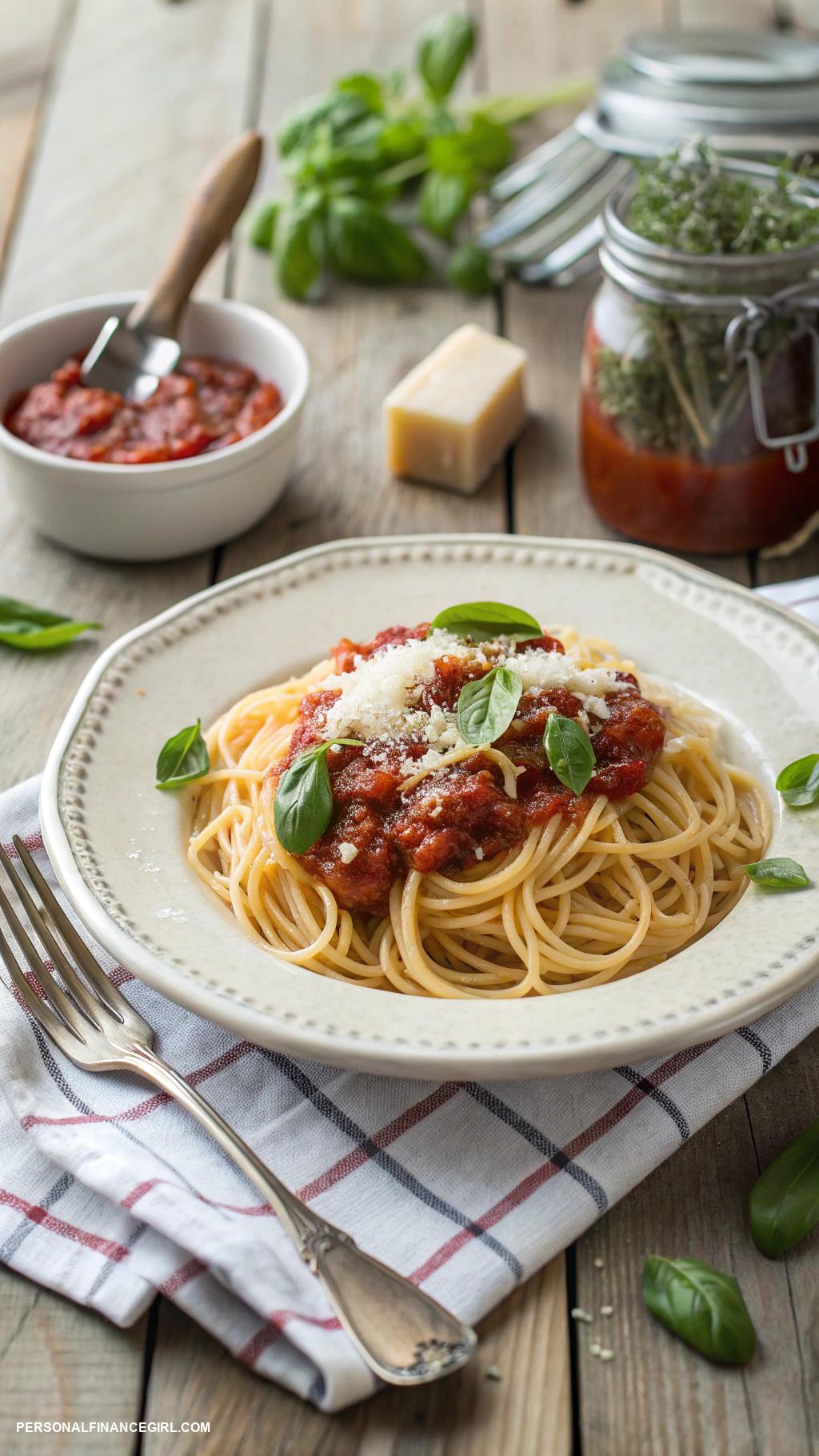 cheap meals Spaghetti with marinara sauce