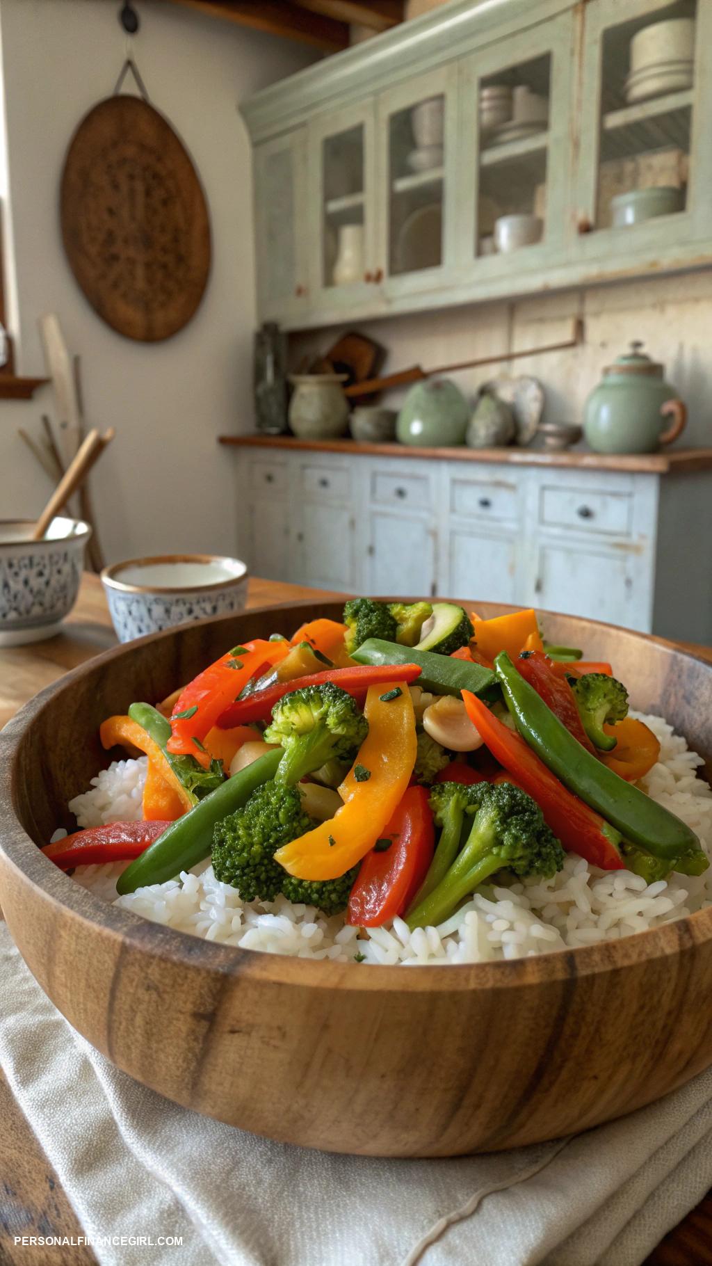 cheap meals Vegetable stir fry with rice