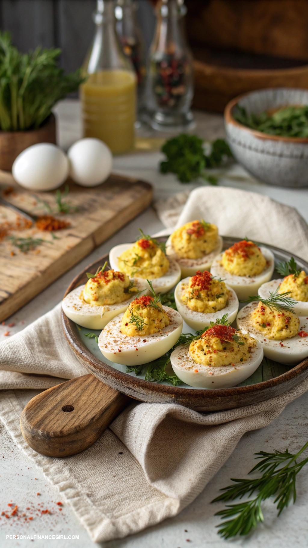 cheap party food for a crowd Deviled eggs with spices
