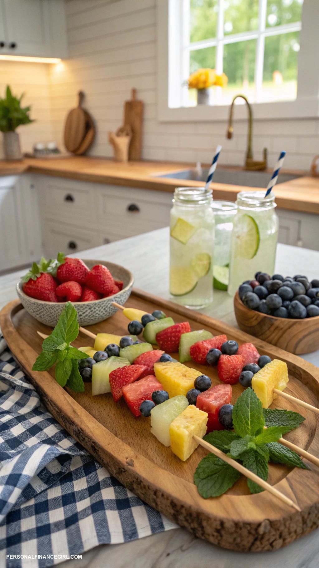 cheap party food for a crowd Fruit skewers for easy serving
