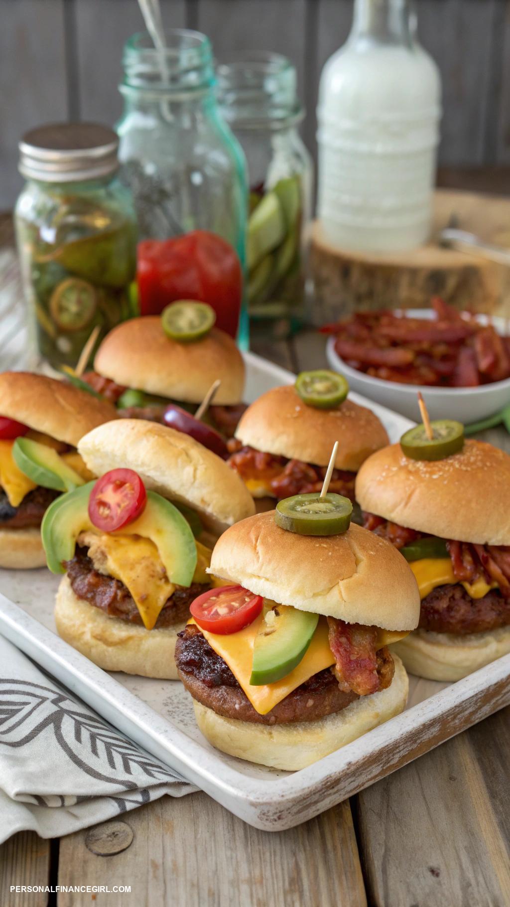 cheap party food for a crowd Mini sliders with various toppings