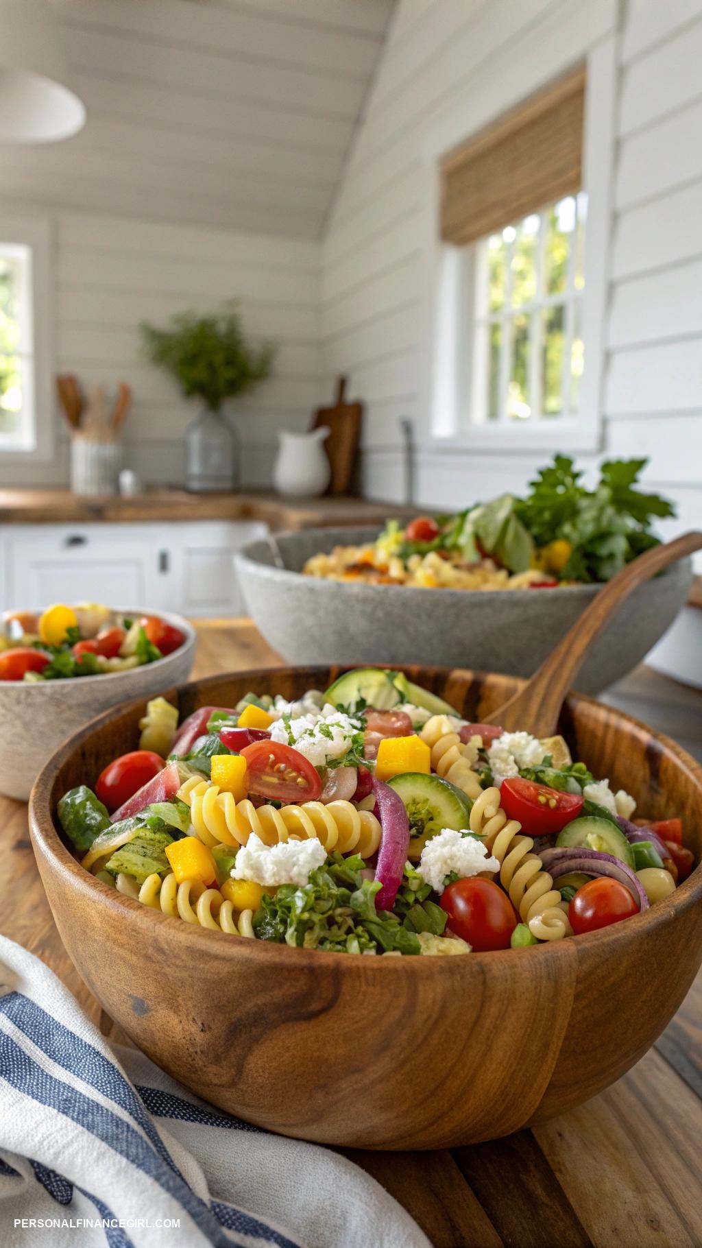 cheap party food for a crowd Pasta salad with vegetables