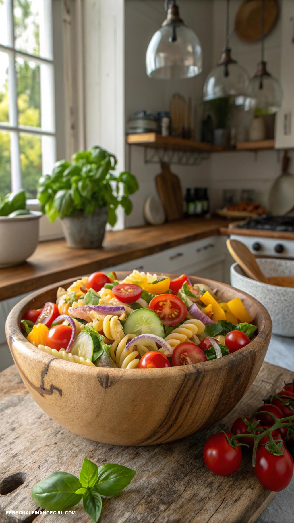 cheap party food for a crowd Pasta salad with veggies