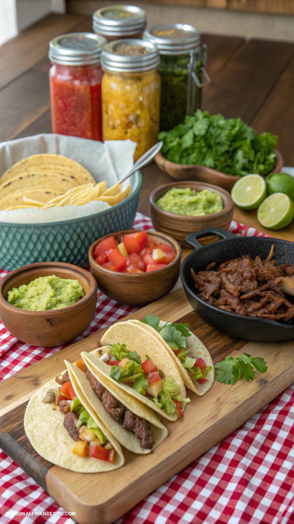 cheap party food for a crowd Taco station with simple ingredients