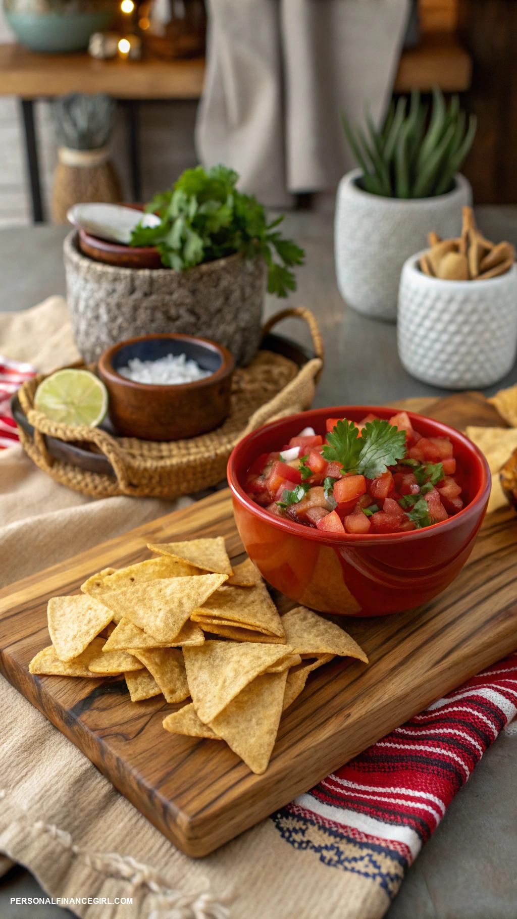 cheap party food for a crowd Tortilla chips with salsa