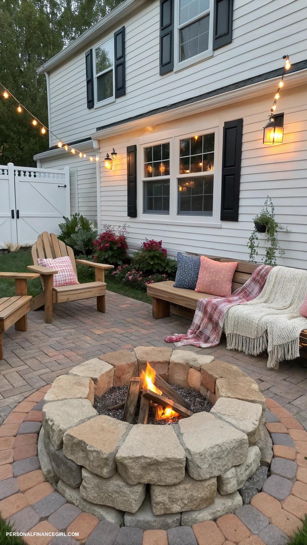 cheap patio ideas on a budget Build a fire pit with stones