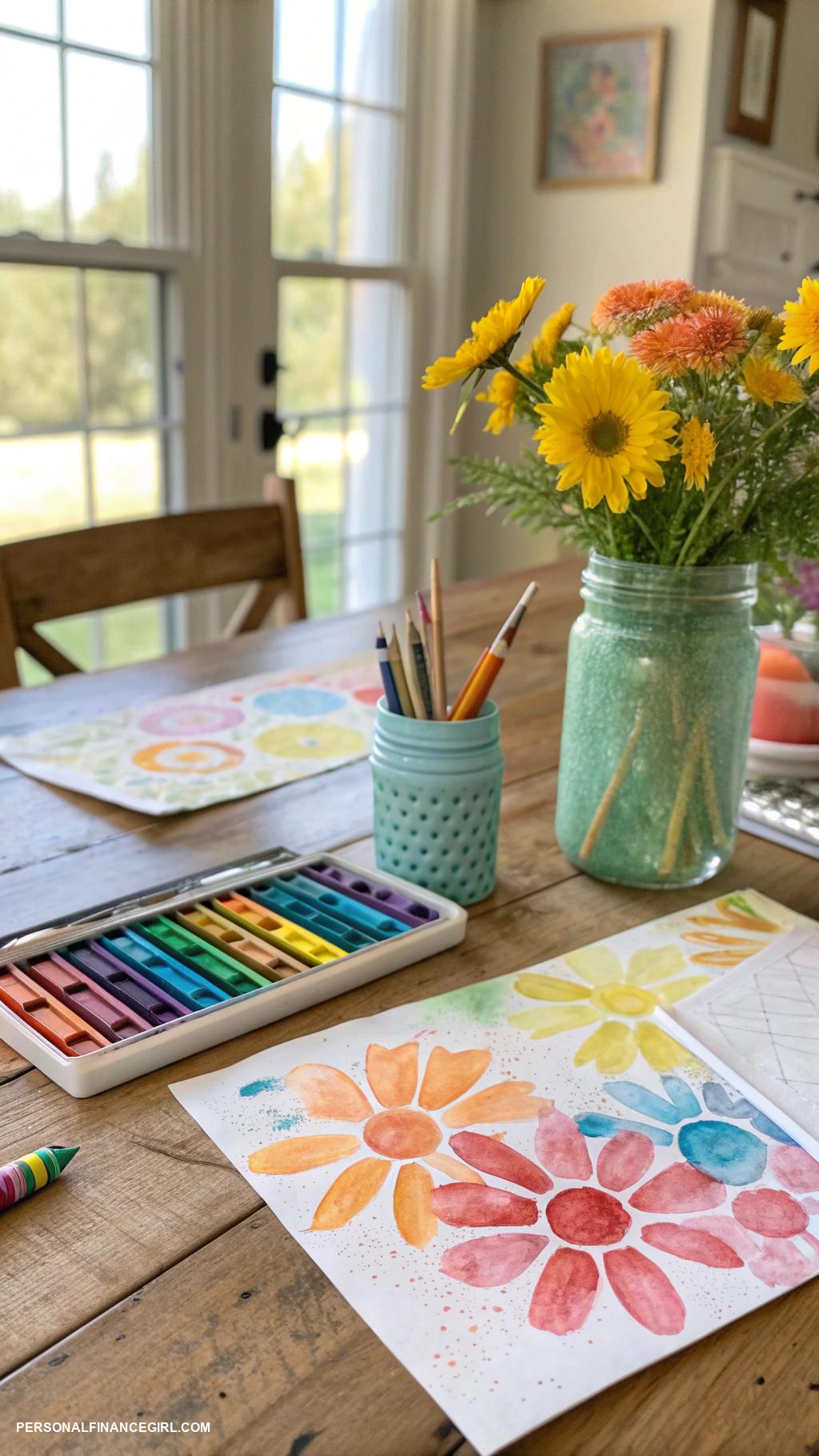 cheap summer crafts for kids Watercolor resist art with crayons