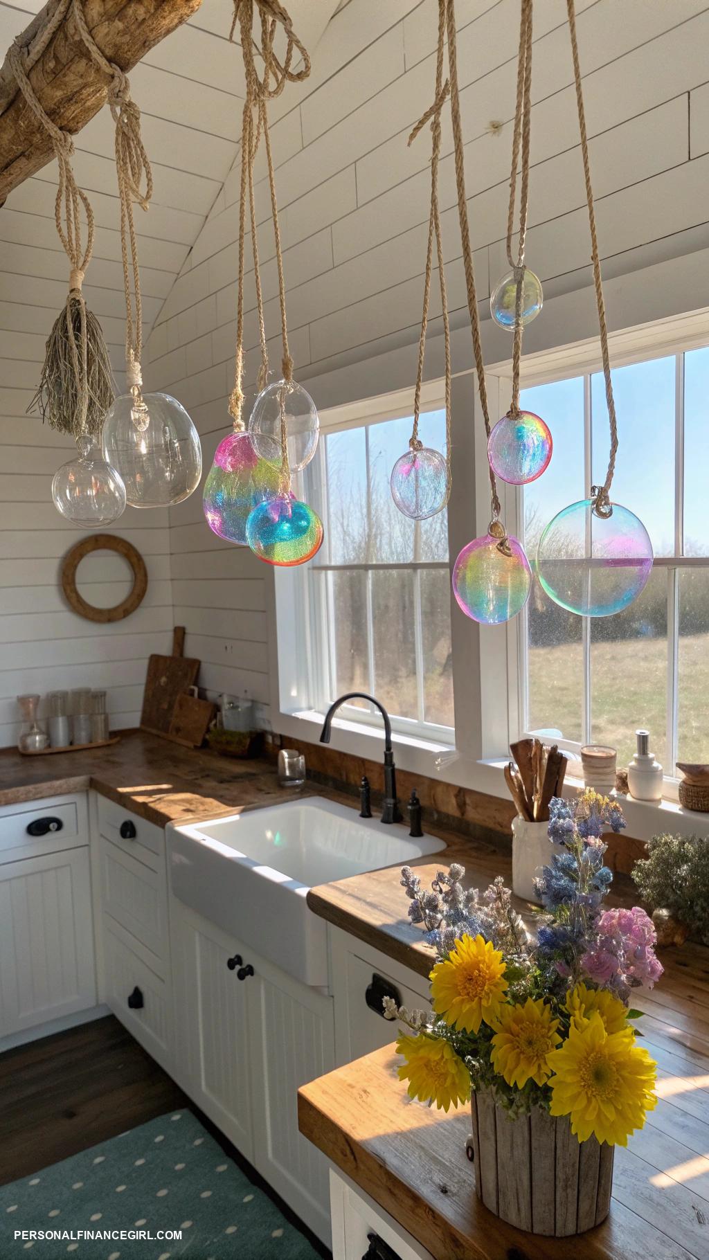 cheap suncatcher diy craft Dish soap and water bubble suncatchers