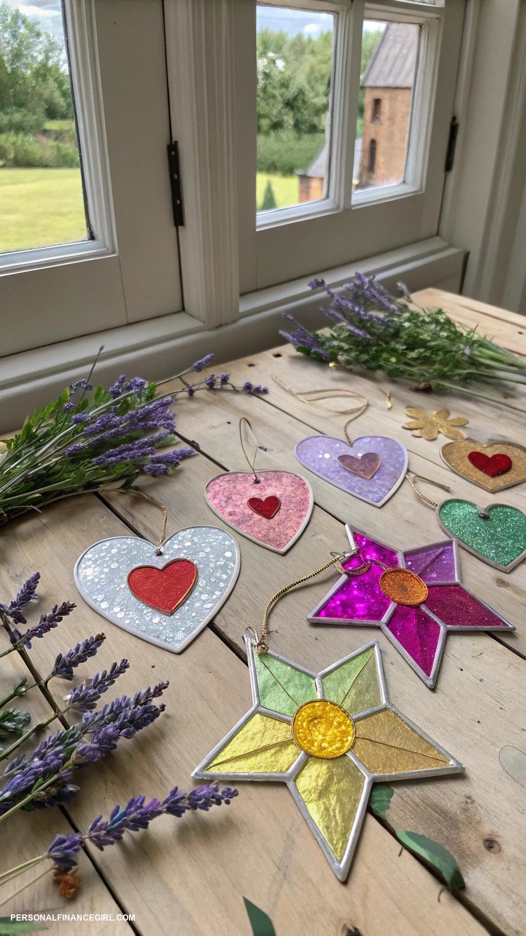 cheap suncatcher diy craft Foil and cardboard suncatchers in shapes