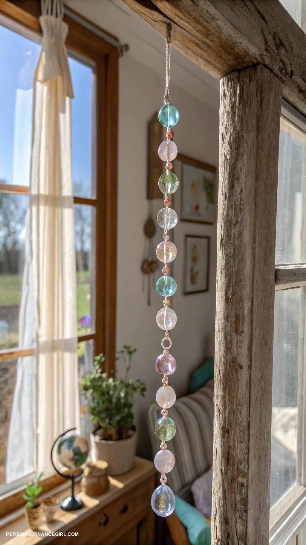 cheap suncatcher diy craft Glass bead suncatchers on string