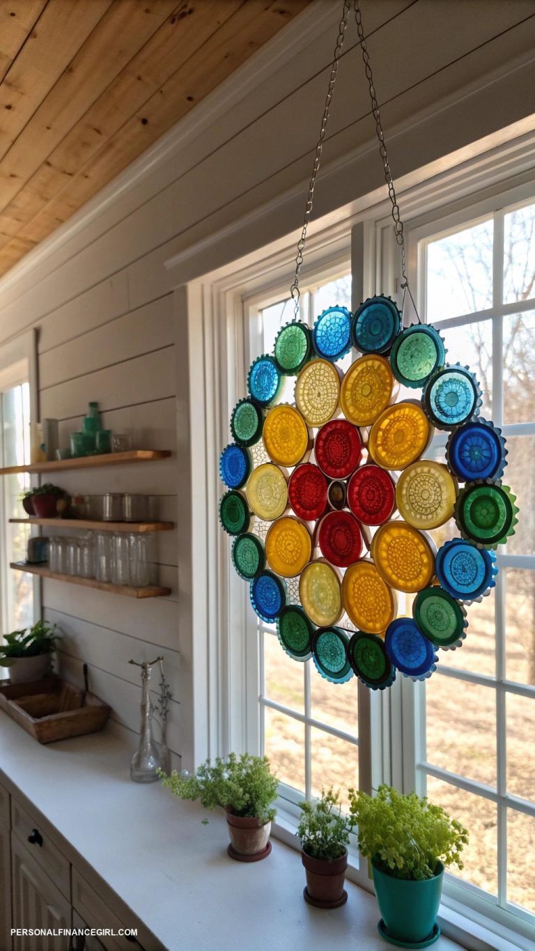 cheap suncatcher diy craft Plastic bottle cap mosaic suncatchers