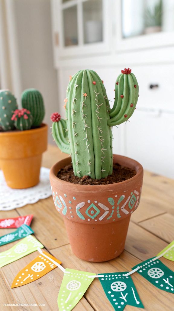 cinco de mayo crafts Mini clay cactus decorations for tables