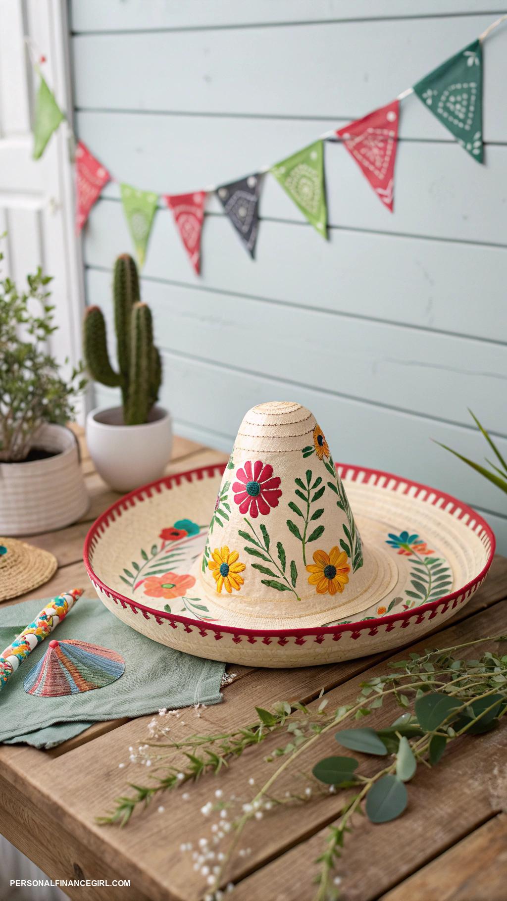cinco de mayo crafts Paper sombreros with colorful decorations