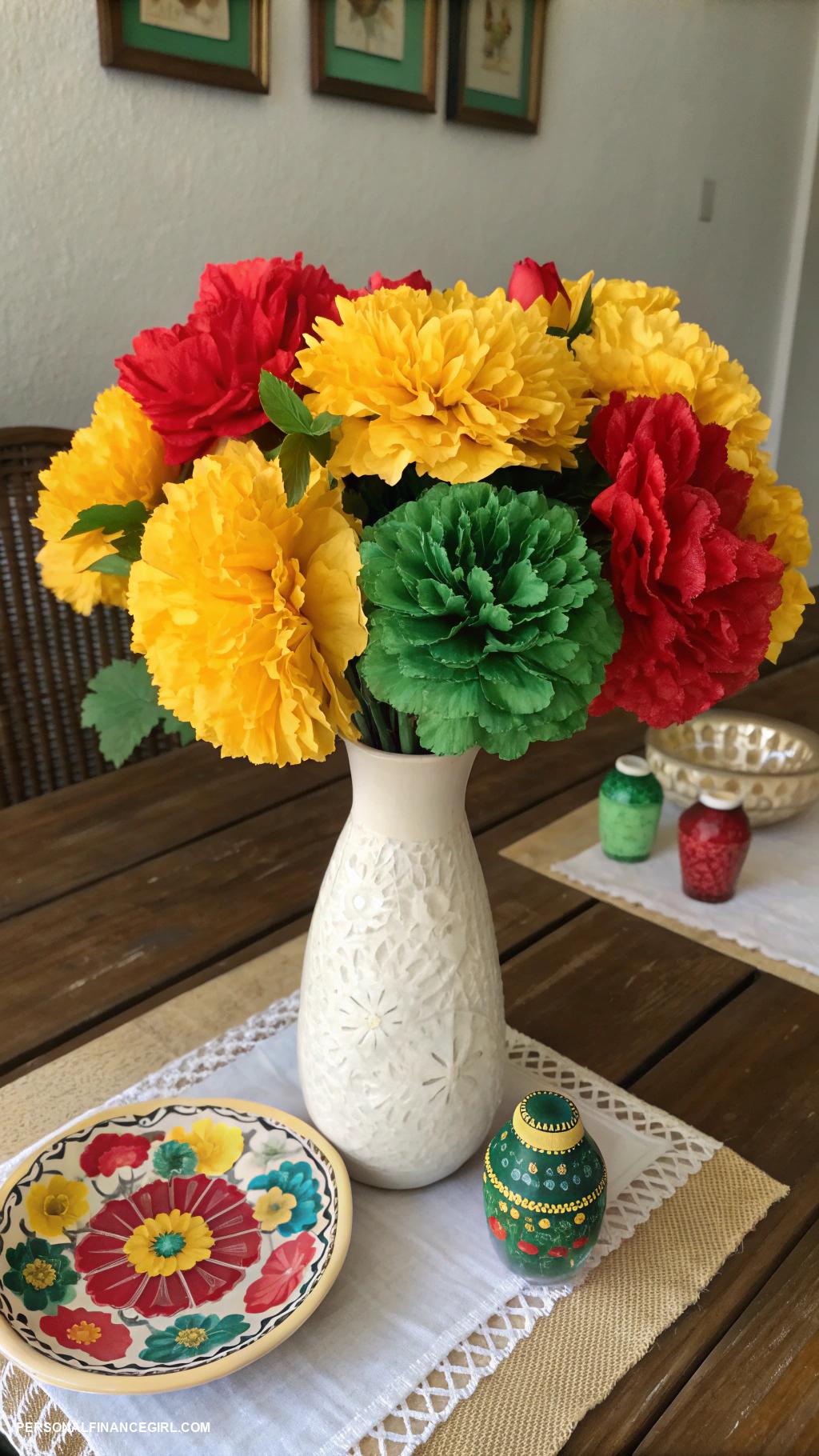 cinco de mayo crafts Tissue paper flowers for table decor