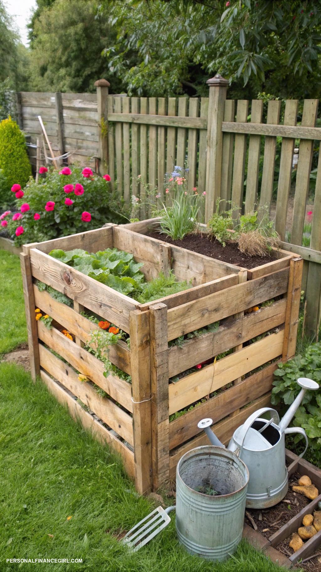 frugal garden crafts Build a compost bin from wooden pallets