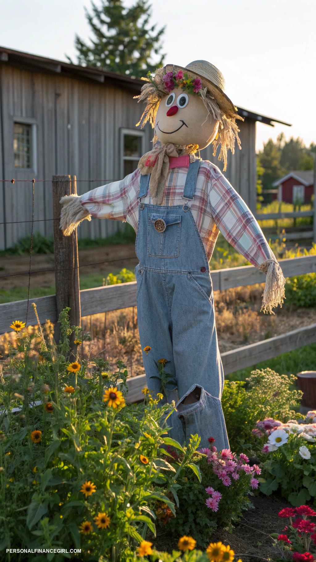 frugal garden crafts Create a scarecrow with old clothes