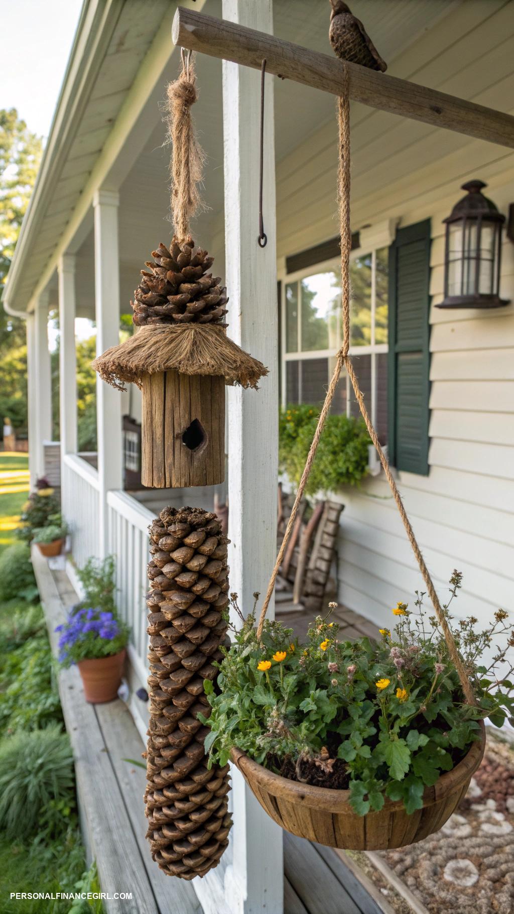 frugal garden crafts Make a bird feeder from pine cones