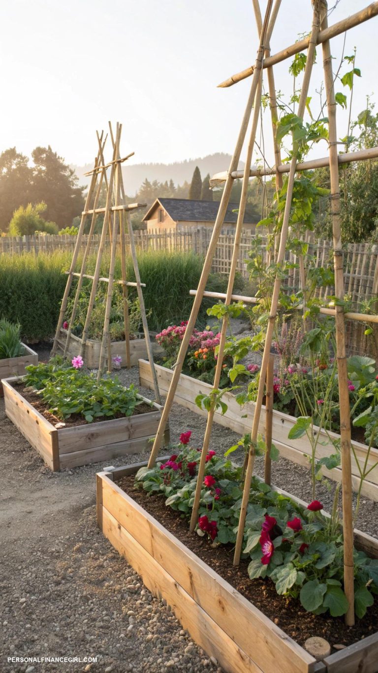 frugal garden crafts Make trellises from bamboo stakes