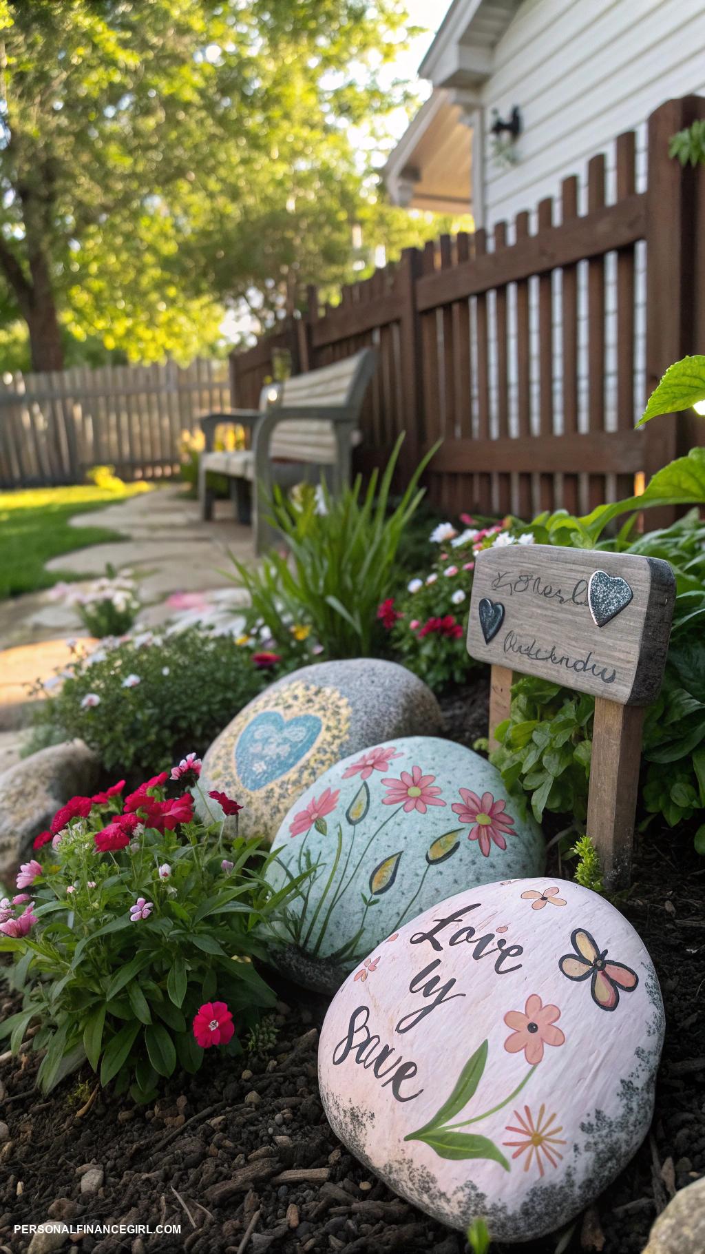 frugal garden crafts Paint rocks for decorative garden accents
