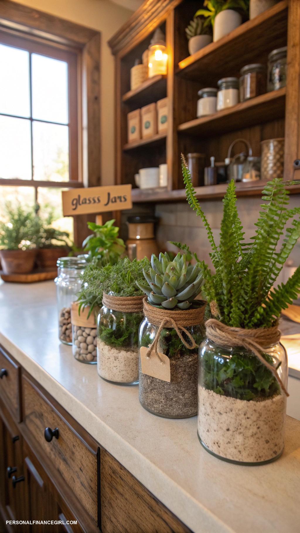 frugal garden crafts Repurpose glass jars as plant containers