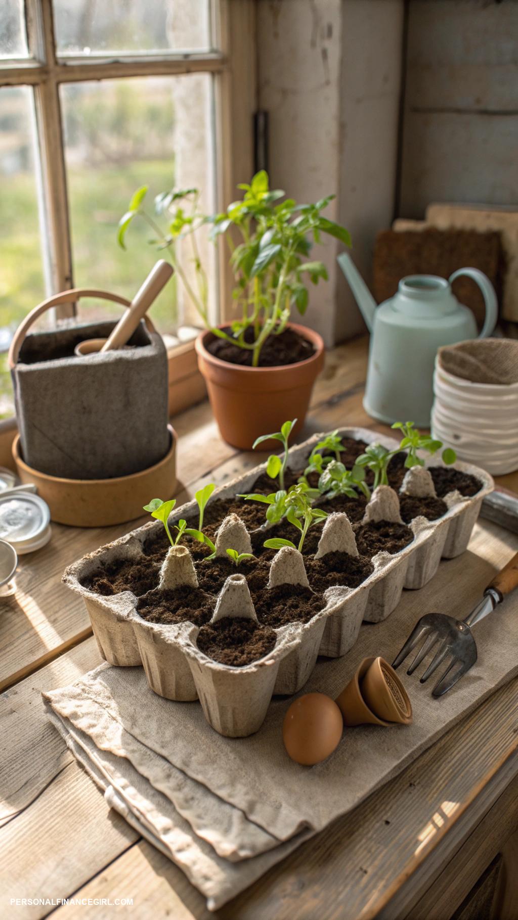 frugal garden crafts Use egg cartons for seed starting
