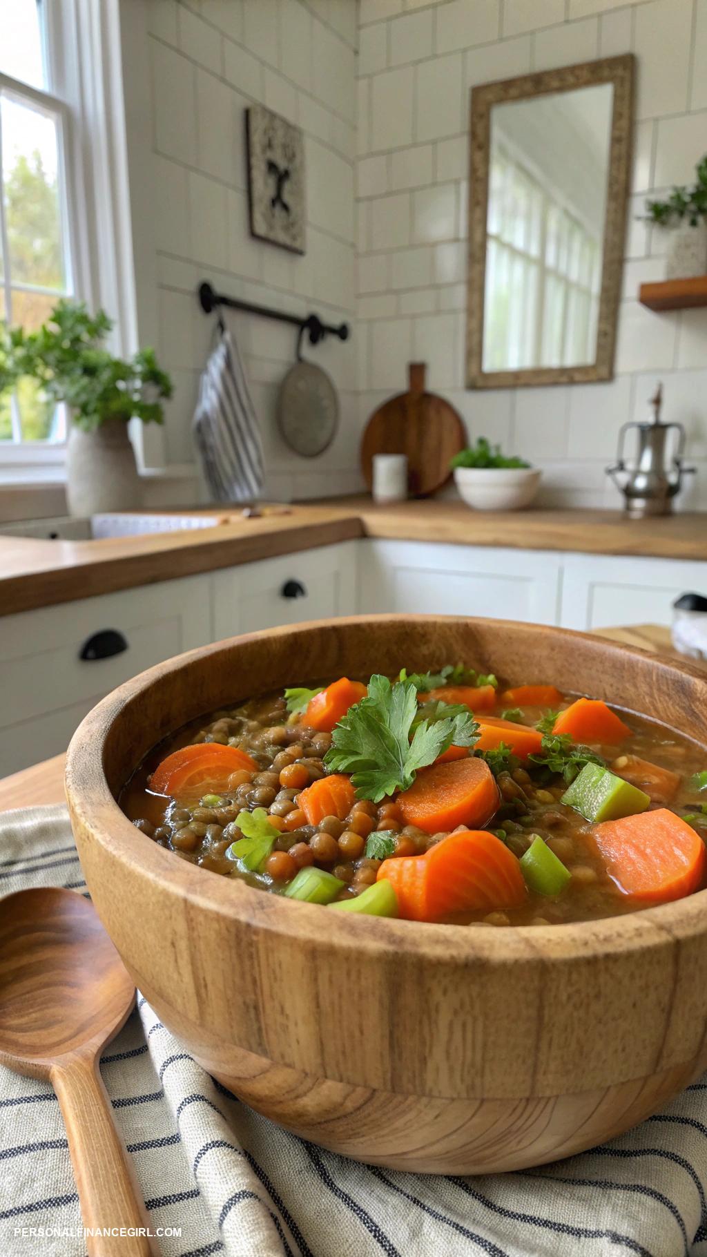 frugal meals Lentil stew with carrots and celery