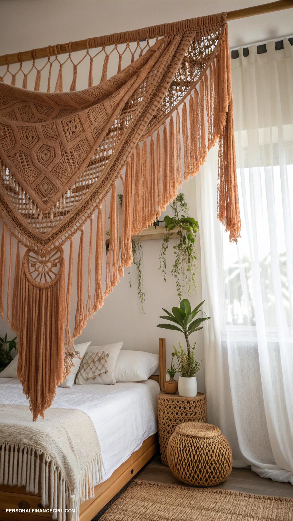 cheap bedroom decor ideas Hang fabric for a bohemian vibe