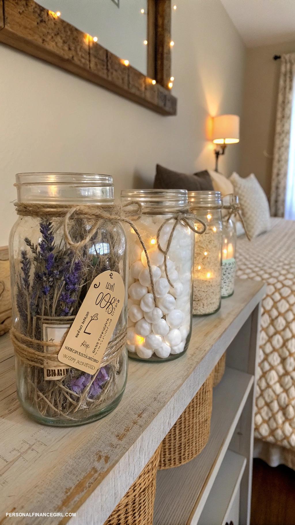 cheap bedroom decor ideas Upcycle jars as stylish storage solutions