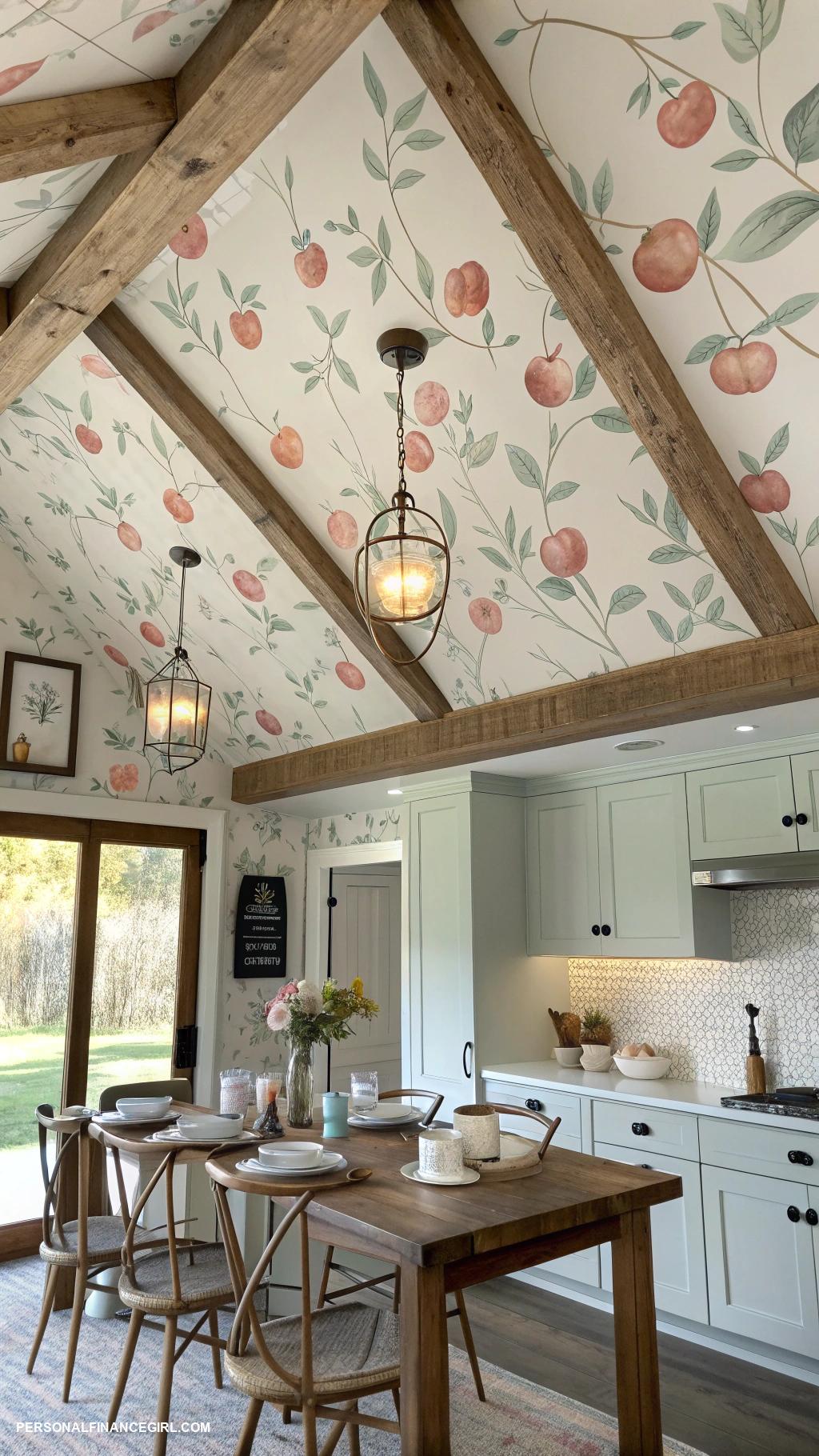 cheap ceiling ideas diy Apply wallpaper for a stylish finish