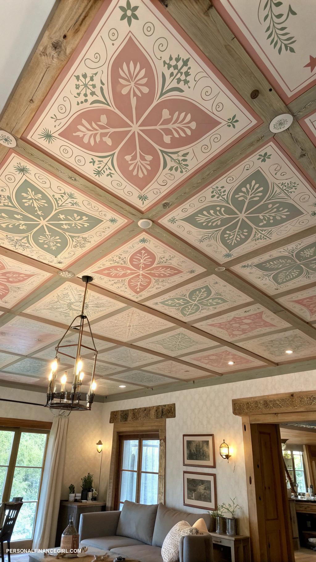 cheap ceiling ideas diy Create a stenciled pattern for uniqueness