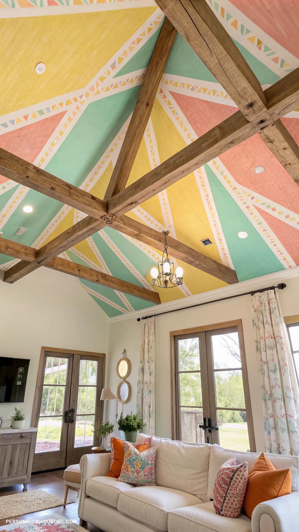 cheap ceiling ideas diy Paint with bright colors for vibrancy