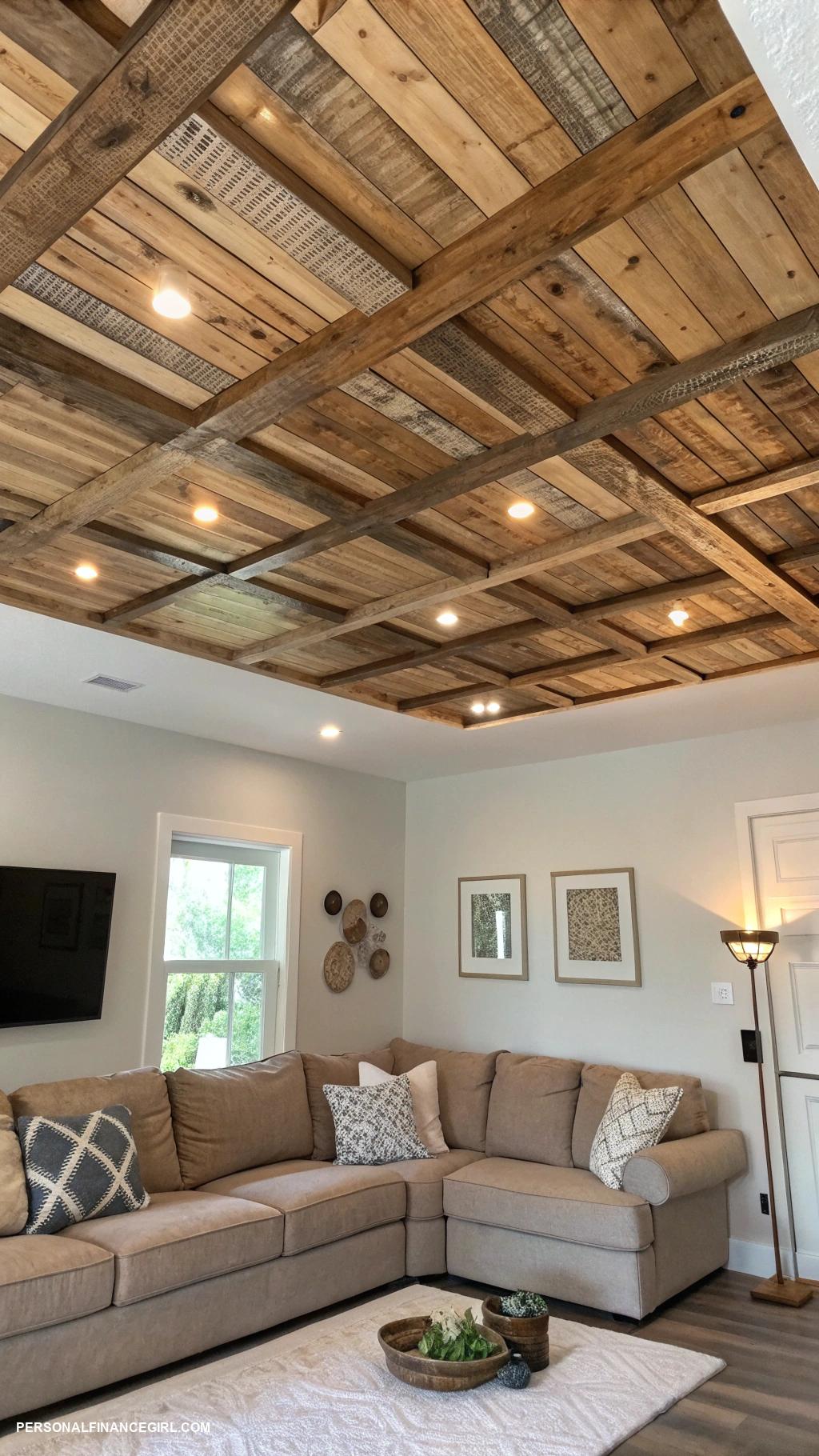 cheap ceiling ideas diy Use wooden pallets for rustic charm