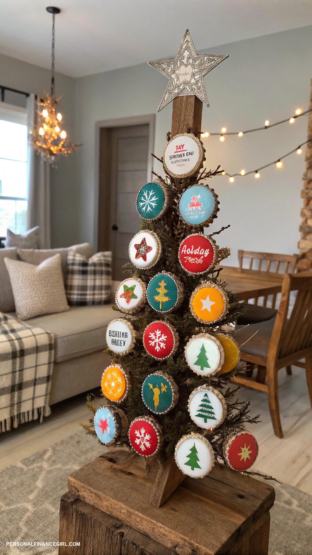cheap christmas crafts for kids Bottle cap Christmas tree ornaments painted