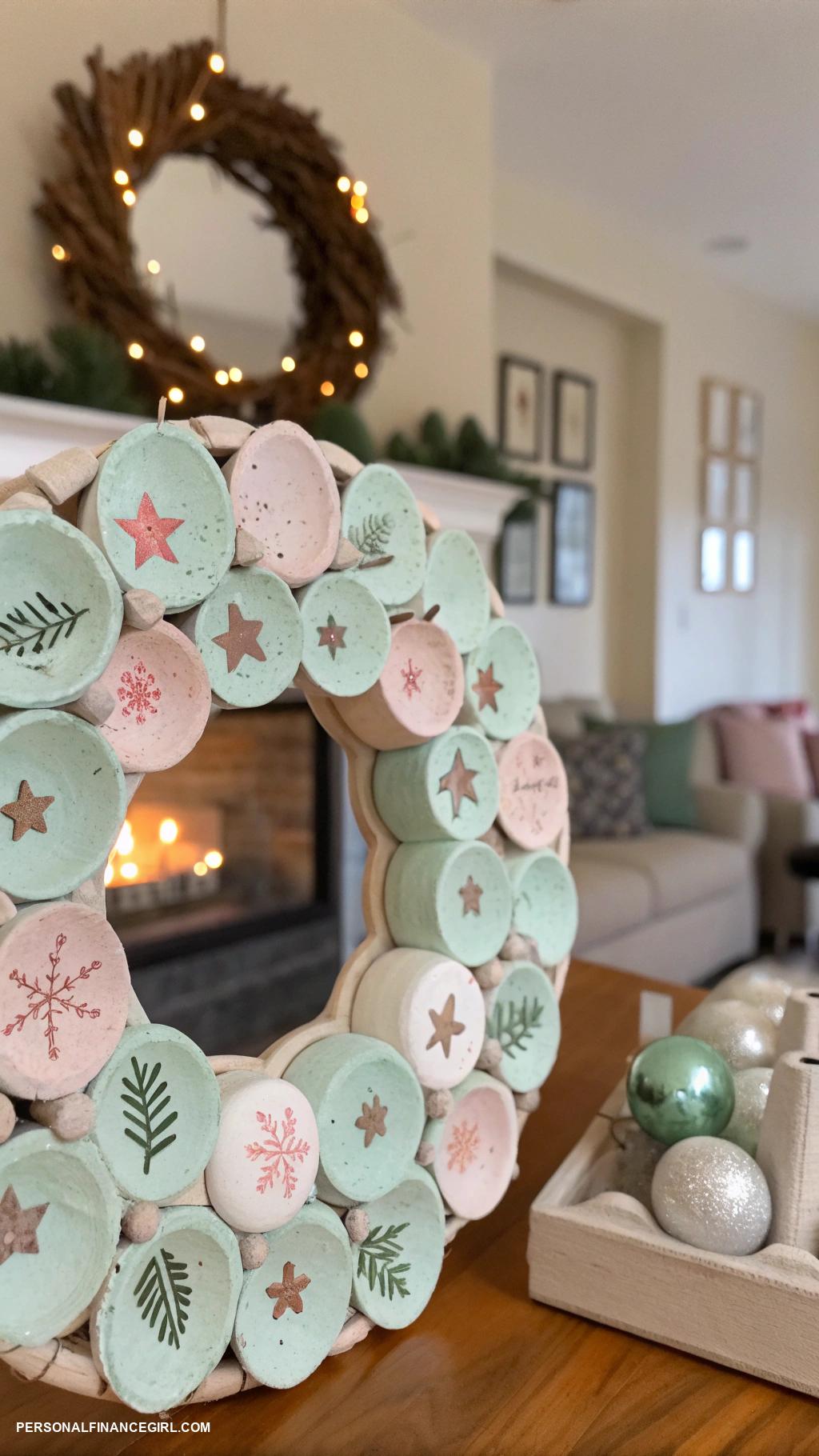 cheap christmas crafts for kids Egg carton wreaths with painted decorations