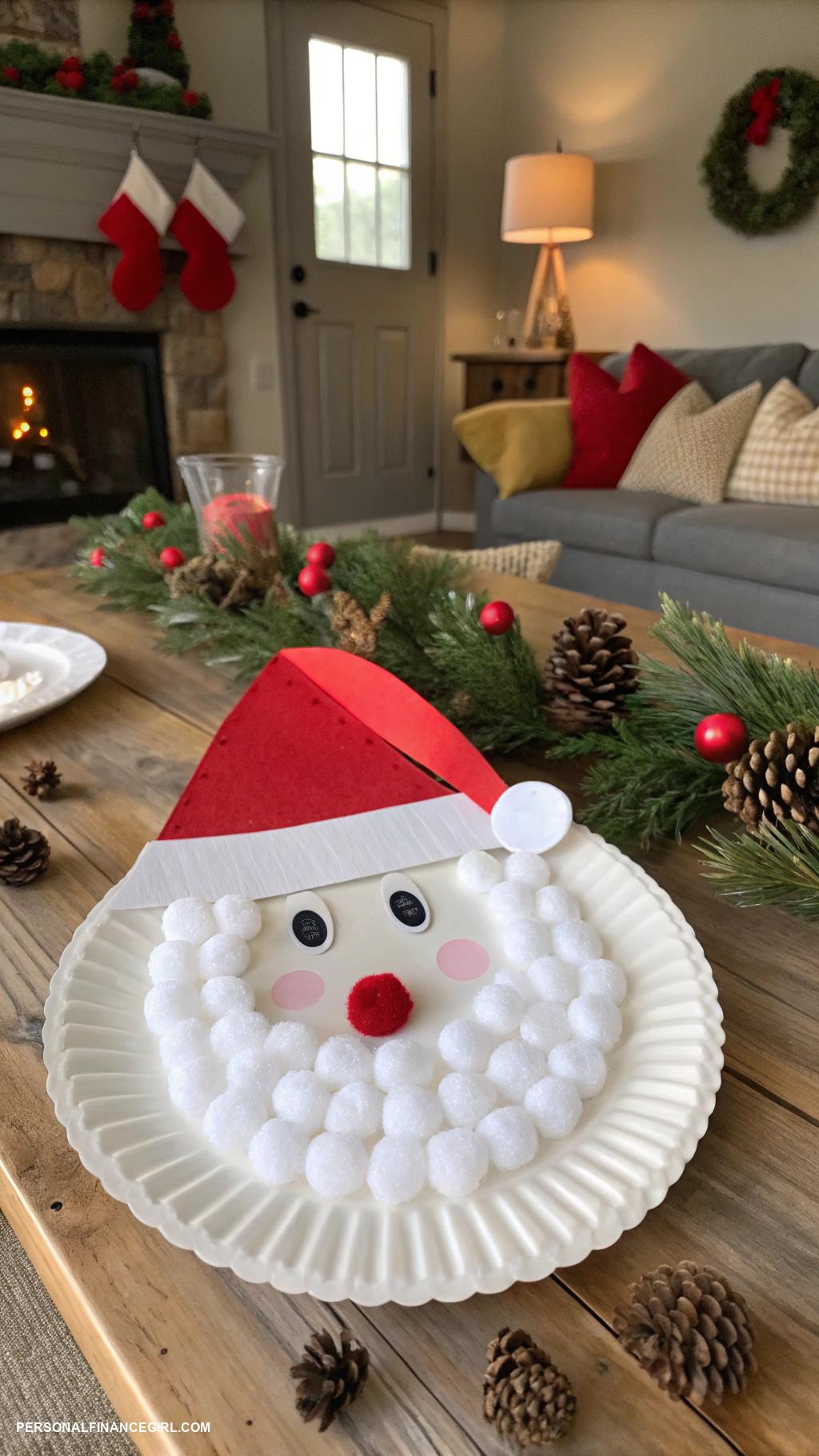 cheap christmas crafts for kids Paper plate Santa faces with cotton balls