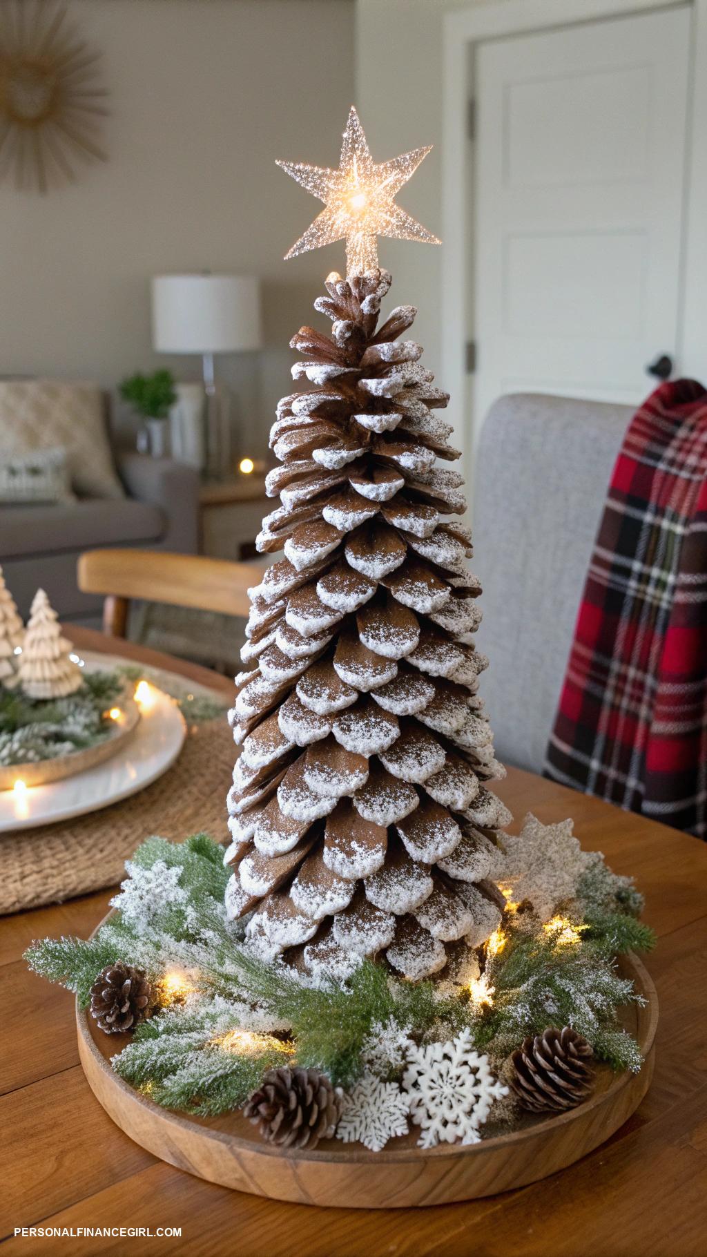 cheap christmas crafts for kids Pine cone Christmas trees covered in glitter
