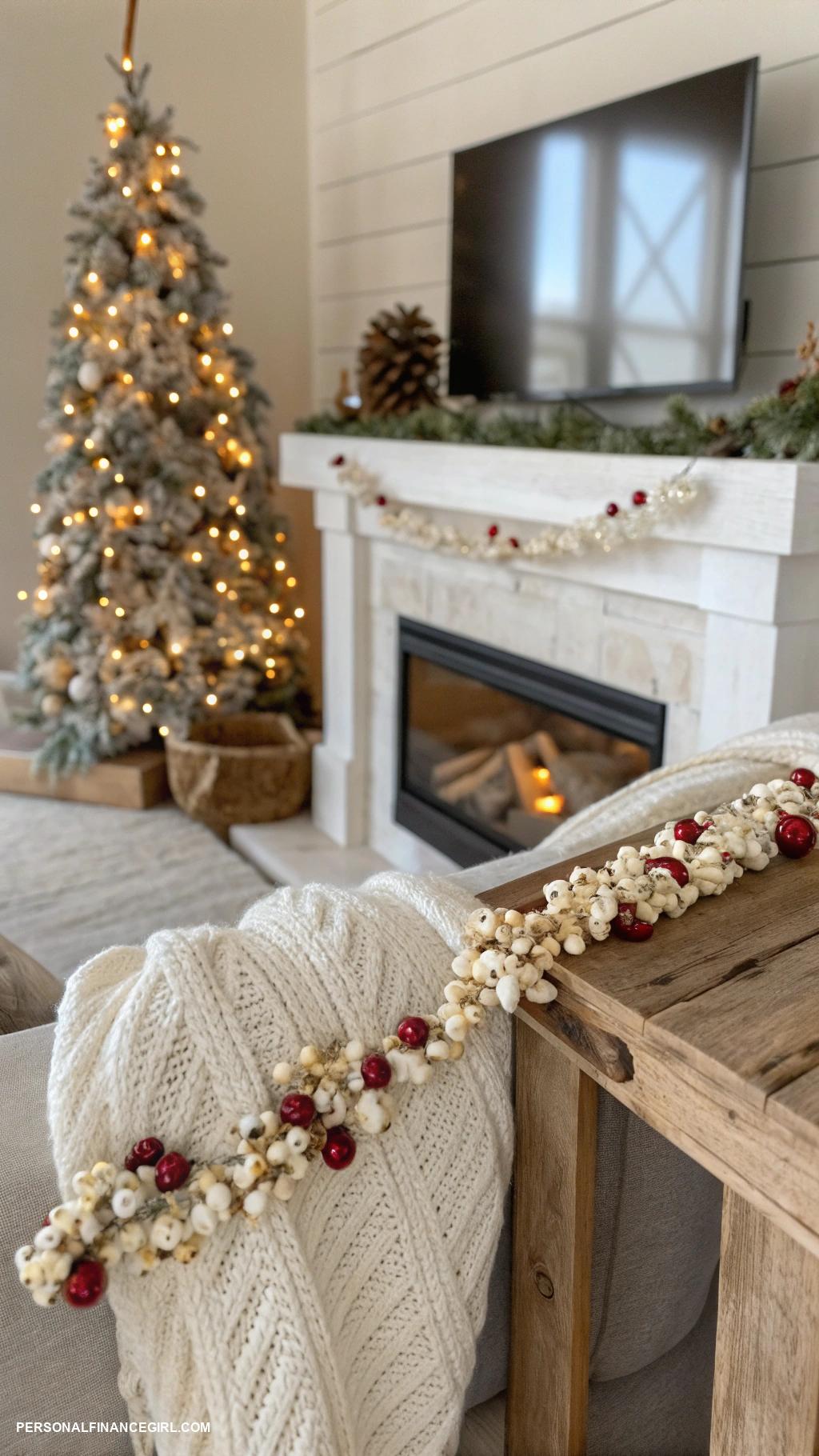 cheap christmas crafts for kids String popcorn and dried cranberries garlands