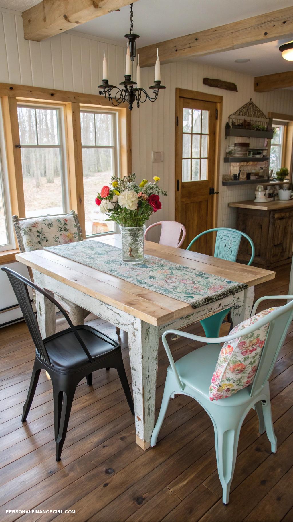 cheap dining room ideas Mix and match chairs for eclectic style