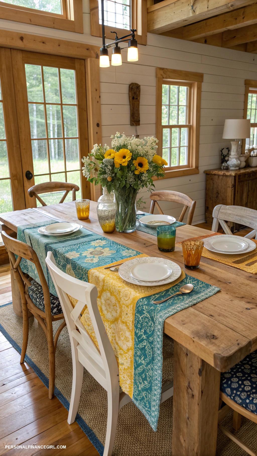 cheap dining room ideas Use colorful tablecloths for a fresh look