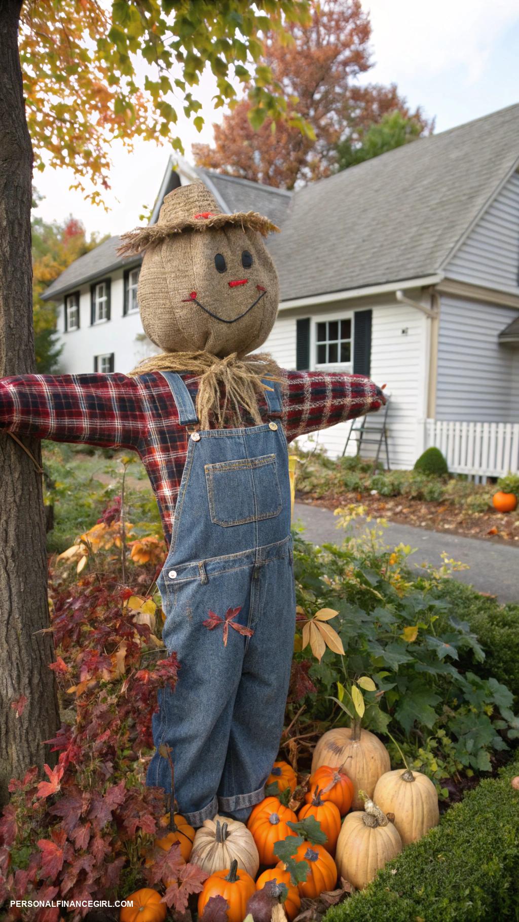 cheap fall crafts for kids DIY scarecrow with old clothes