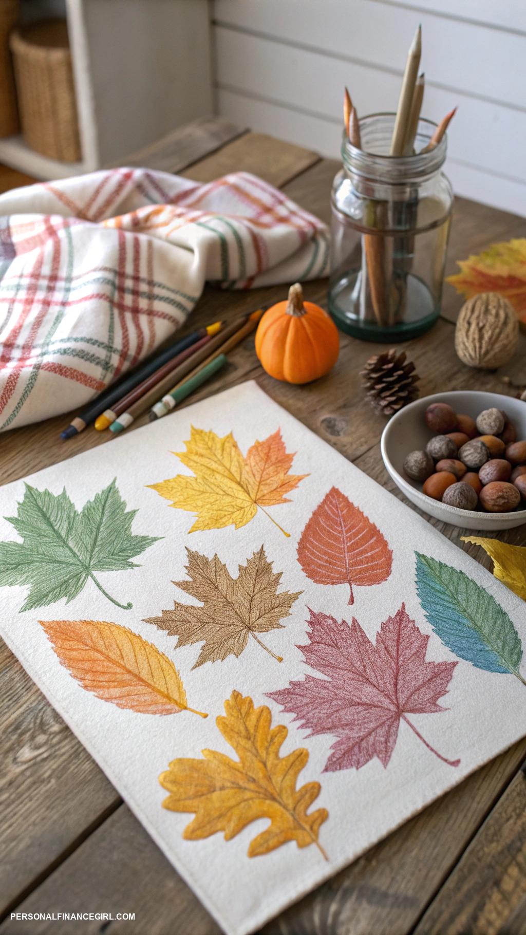 cheap fall crafts for kids Leaf rubbing art with crayons