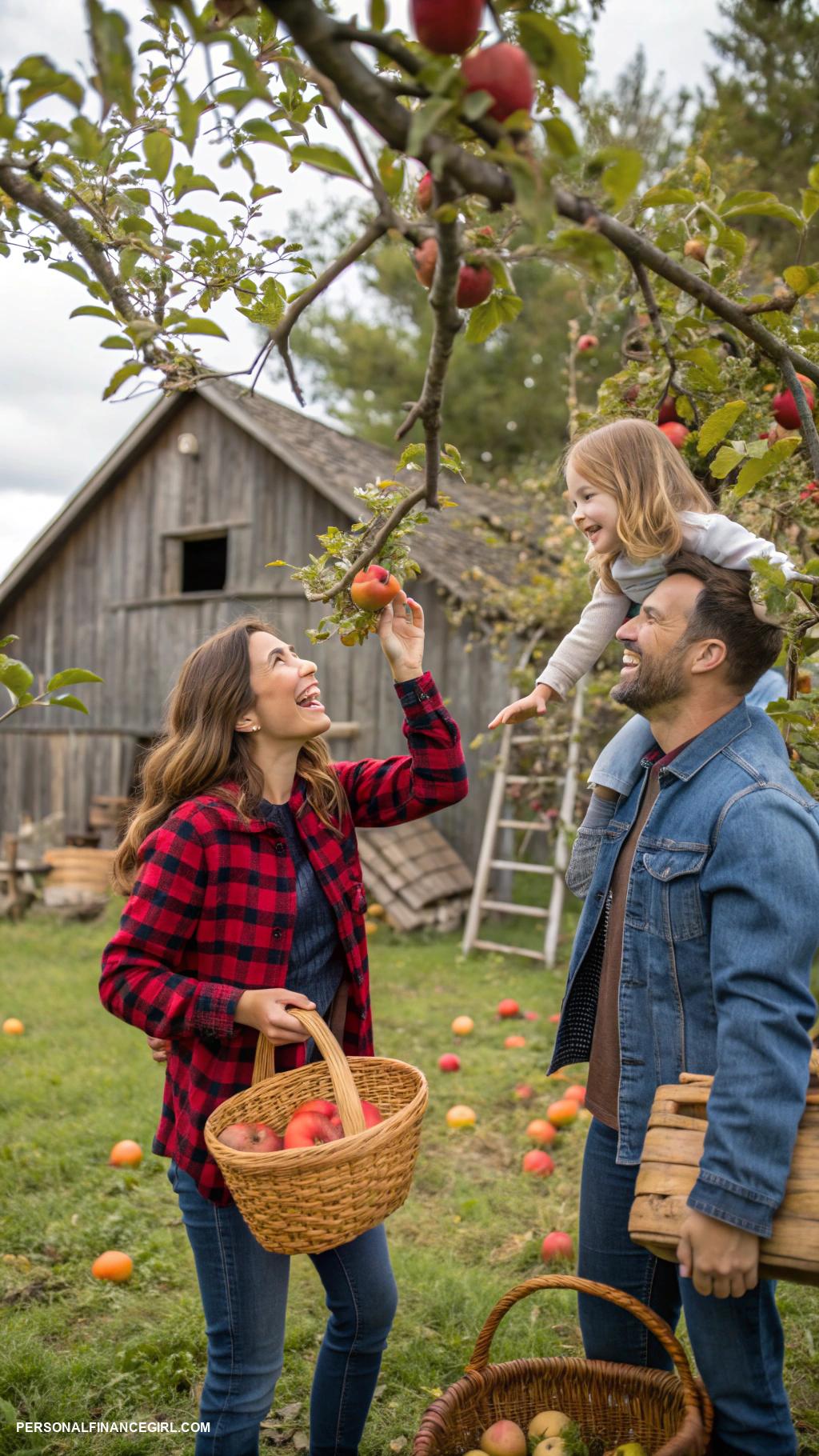 cheap fall family photo ideas Apple picking adventure snapshots