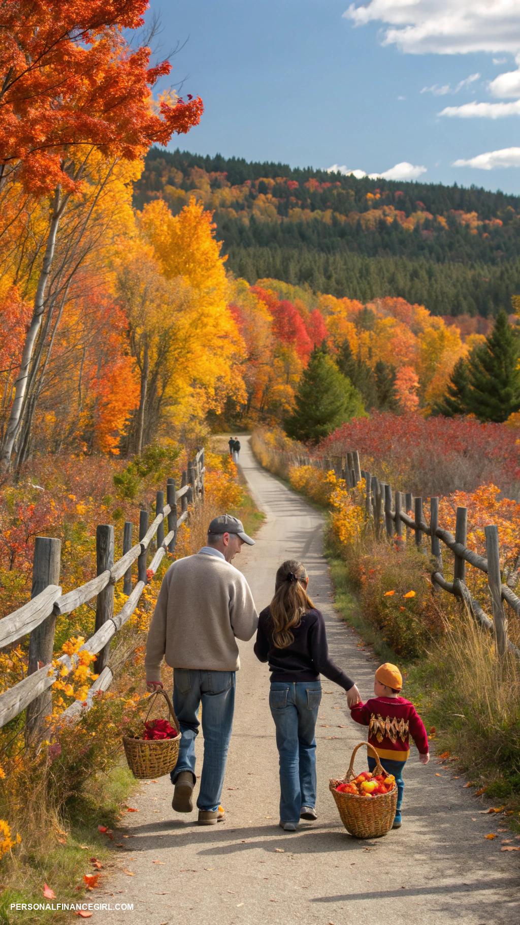 cheap fall family photo ideas Scenic autumn trail walk